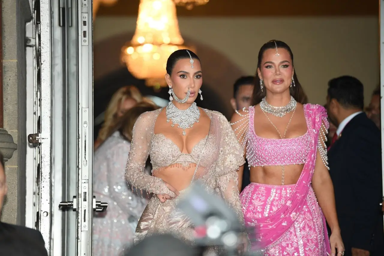 Kim and Khloe Kardashian At Anant Ambani And Radhika Merchant Wedding